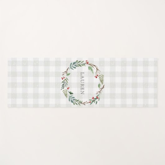クリスマスウィンターベリーリース名前をカスタムする ヨガマット (正面(横))