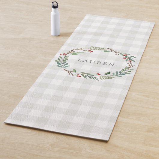 クリスマスウィンターベリーリース名前をカスタムする ヨガマット (インサイチュ)
