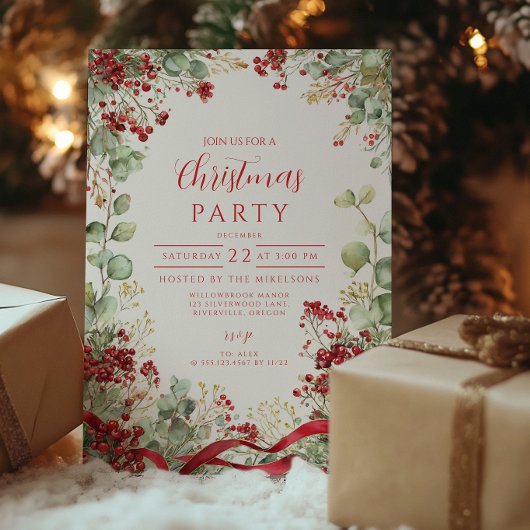 クリスマスウィンターベリーリース 招待状