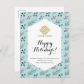 クリスマスウィンターベリー緑のロゴビジネス ポストカード (正面/裏面)