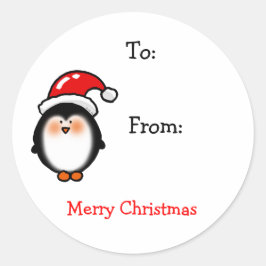 クリスマスウィンターペンギンのギフトラベル ラウンドシール
