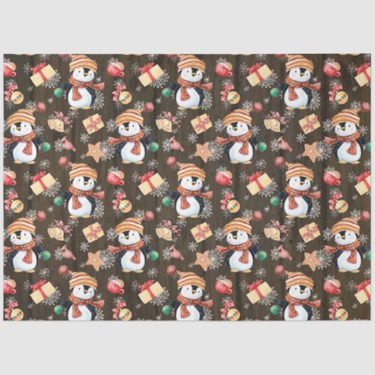 クリスマスウィンターペンギン雪の雪片子供へ 薄葉紙 (正面)