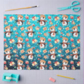 クリスマスウィンターペンギン雪片ブルー子供へ 薄葉紙 (クラフト)