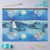 クリスマスウィンターホリデイお祝いウィザ雪だるま 薄葉紙 (クラフト)