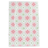 クリスマスウィンターホリデーシンプルレッドグリーンパターン ミディアムペーパーバッグ (正面)