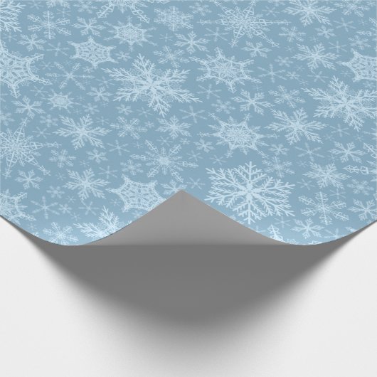 クリスマスウィンターホリデーズダスティブルースノーフレーク ラッピングペーパー (角)