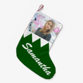 クリスマスウィンターホリデーパーソナライズされた写真 スモールクリスマスストッキング (正面 (吊り時))