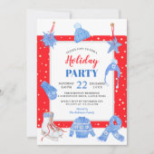 クリスマスウィンターホリデーパーティー外は寒い 招待状 (正面)