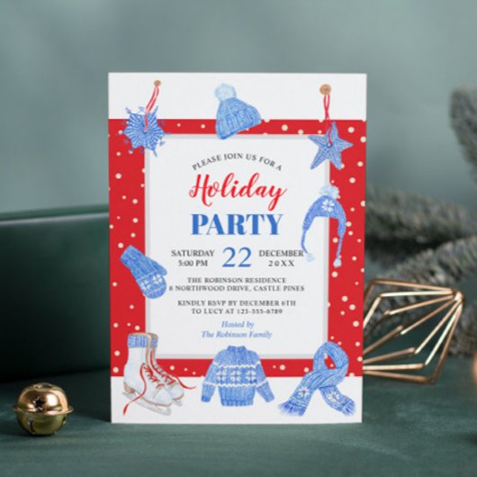 クリスマスウィンターホリデーパーティー外は寒い 招待状