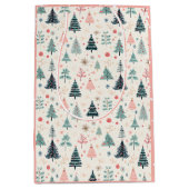 クリスマスウィンターホリデー抽象芸術ツリーパターン ミディアムペーパーバッグ (正面)