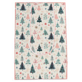 クリスマスウィンターホリデー抽象芸術ツリーパターン ミディアムペーパーバッグ (裏面)