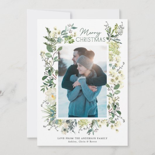 クリスマスウィンターボタニカルウォーター色 シーズンカード (正面)
