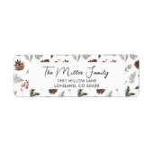 クリスマスウィンターボタニカルパイン差出人住所 ラベル (正面)