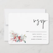 クリスマスウィンターポインセチア果実ウェディングRSVP 出欠カード (正面)