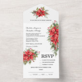 クリスマスウィンターポインセチア水彩 オールインワン招待状 (内側)