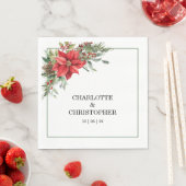 クリスマスウィンターポインセチア水彩 スタンダードランチョンナプキン (インサイチュ)