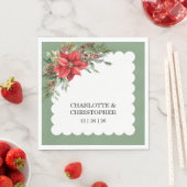 クリスマスウィンターポインセチア水彩 スタンダードランチョンナプキン (インサイチュ)