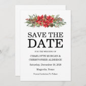 クリスマスウィンターポインセチア水彩 セーブザデート (正面/裏面)