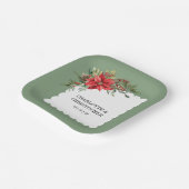 クリスマスウィンターポインセチア水彩 ペーパープレート (傾斜あり)