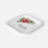 クリスマスウィンターポインセチア水彩 ペーパープレート (傾斜あり)