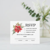 クリスマスウィンターポインセチア水彩 出欠カード (スタンド正面)