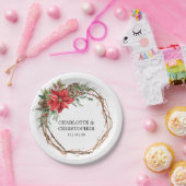 クリスマスウィンターポインセチア水結婚色の ペーパープレート (パーティー)