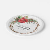 クリスマスウィンターポインセチア水結婚色の ペーパープレート (アングル)