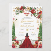 クリスマスウィンターポインセチア赤金ゴールドキンセアニェラ 招待状 (正面)