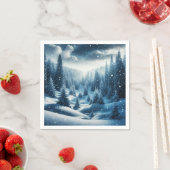 クリスマスウィンターマウンテンシーン スタンダードカクテルナプキン (インサイチュ)