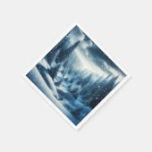 クリスマスウィンターマウンテンシーン スタンダードカクテルナプキン (角)