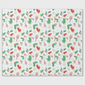 クリスマスウィンターミッテンス&ホリー ラッピングペーパー (フラット)