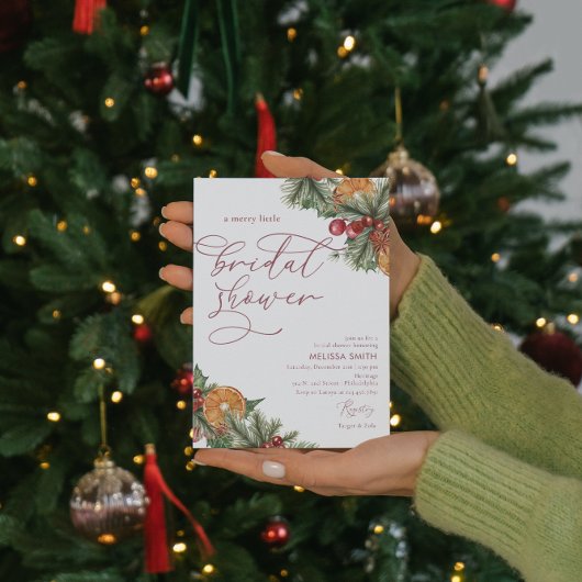 クリスマスウィンターメリーフローラリトルブライダルシャワー 招待状