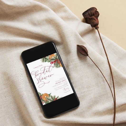 クリスマスウィンターメリーフローラリトルブライダルシャワー 招待状