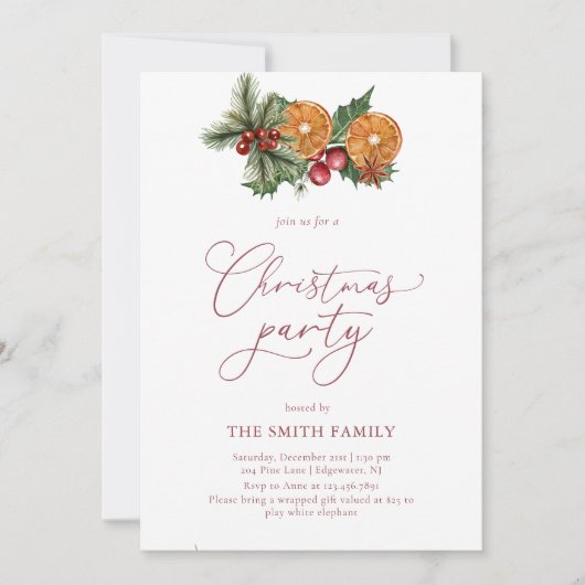 クリスマスウィンターメリーフローラリトルブライダルシャワー 招待状 (正面)