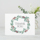 クリスマスウィンターユーカリプトゥスベリーシンプルズリース サンキューカード (スタンド正面)