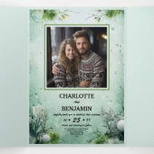 クリスマスウィンターライムグリーンミニマルパーソナライズされた 三つ折り招待状 (内部中)