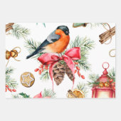 クリスマスウィンターランタンホリー3デザイン ラッピングペーパーシート (正面2)