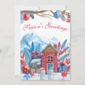 クリスマスウィンターランドスケープ水彩写真カード (正面)