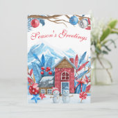 クリスマスウィンターランドスケープ水彩写真カード (スタンド正面)