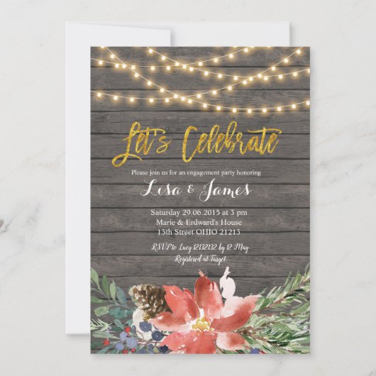 クリスマスウィンターリースレッツ祝招待状 招待状 (正面)