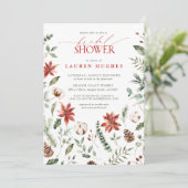 クリスマスウィンターレッドウォーターカラーブライダルシャワー 招待状 (スタンド正面)