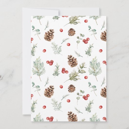 クリスマスウィンターレッドウォーターカラーブライダルシャワー 招待状 (裏面)