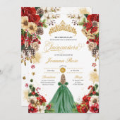 クリスマスウィンターレッドグリーンポインセチアキンセアニェラ 招待状 (正面/裏面)