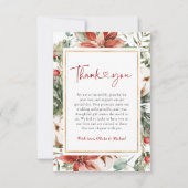 クリスマスウィンターレッドグリーン結婚金ゴールド サンキューカード (正面)