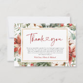 クリスマスウィンターレッドグリーン結婚金ゴールド サンキューカード (正面)