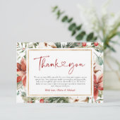 クリスマスウィンターレッドグリーン結婚金ゴールド サンキューカード (スタンド正面)
