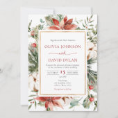 クリスマスウィンターレッドグリーン金ゴールド結婚式招待状 招待状 (正面)