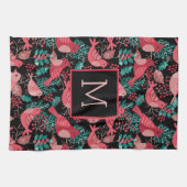 クリスマスウィンターレッドバードベリーの休日 キッチンタオル (横)