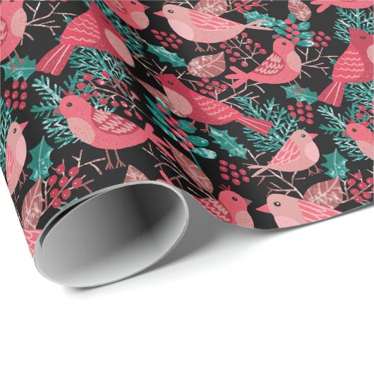 クリスマスウィンターレッドバードベリーの休日 ラッピングペーパー (ロールコーナー)