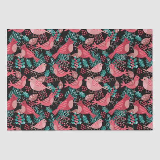 クリスマスウィンターレッドバードベリーの休日 薄葉紙 (正面)